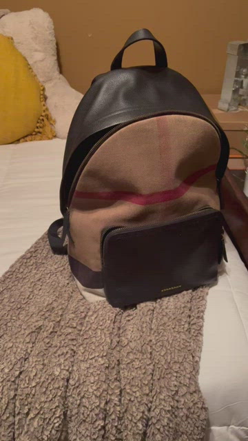 Burberry Jett Check Canvas & Leather Backpack