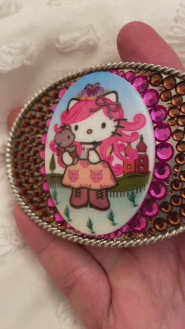 Hello Kitty Pink SWAROWSKI pink Crystal  Buckle Belt Tarina Tarantino buckle Tarina Tarantino Hello Kitty PinkHead Belt Buckle Swarovski  main image 2