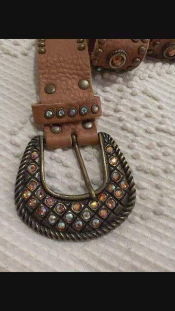 LEATHER ROCK Vintage Western Studded Crystal Belt Genuine Leather Size Large USA Leather Rock | Accessories | Leather Rock Vintage Western  main image 3