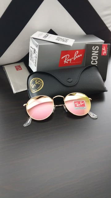 Ray-Ban Round Metal selling Pink Mirror Flash RB3447 Standard Size 50mm