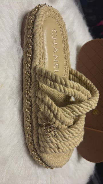 CHANEL, Shoes, New Chanel Rope Sandal Size 36 Color Beige Never Worn
