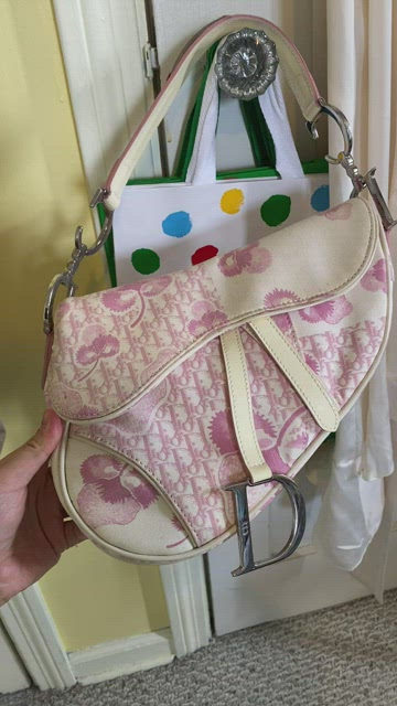 CHRISTIAN DIOR Monogram Floral Saddle Bag Pink 339132