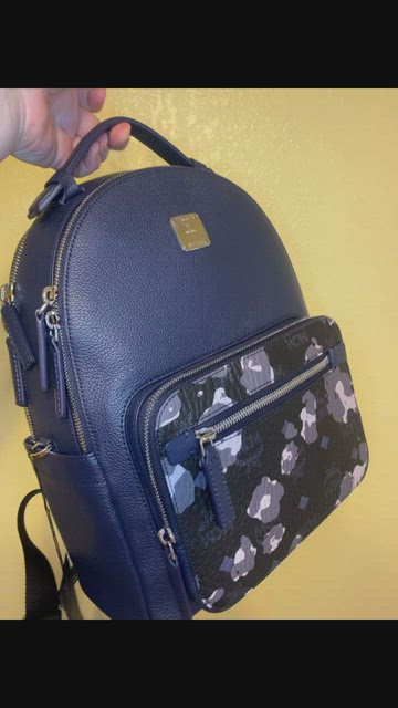MCM Stark Small Backpack Navy Floral Visetos NWT and Dust Bag MCM | Bags | Nwt Mcm Stark Visetos Pebbled Leather Navy Blue  main image 4