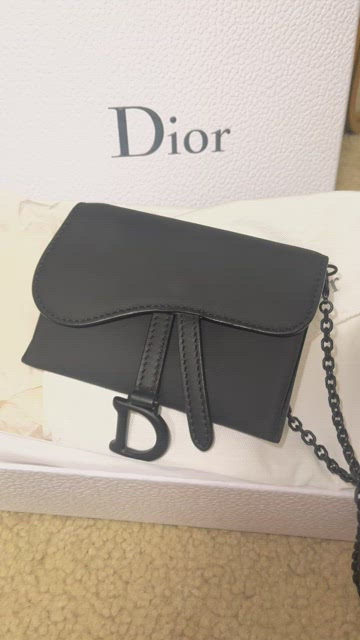 Christian Dior Ultra Matte Nano Saddle Chain Pouch - Black Crossbody Bags,  Handbags - CHR294048