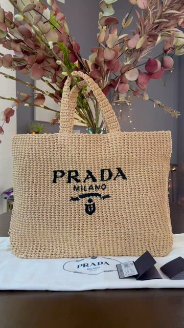 Prada Large Raffia Tote Bag Exclusive (Celeste/Blue) – The Luxury