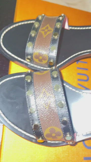 Louis Vuitton Black Monogram Passenger Flat Ankle Cuff Sandals, 38.5 - BOPF
