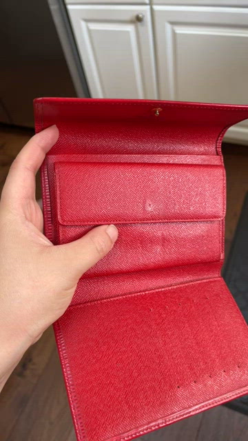 Louis Vuitton Damier Ebene Cassia Red Trim Wallet – The Don's