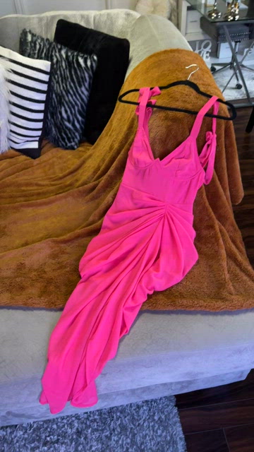 Pink Underwire Detail Draped Midi Dress