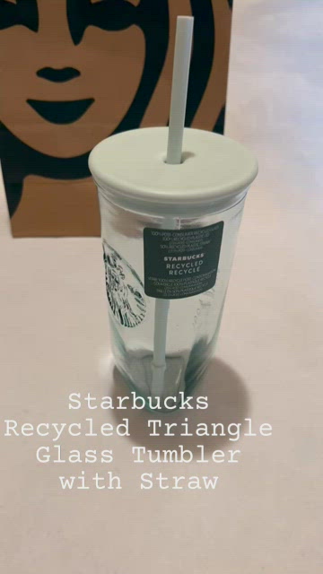 Starbucks 473ml/16oz Nature's Triangle Glass Cup with Straw – Ann Ann  Starbucks