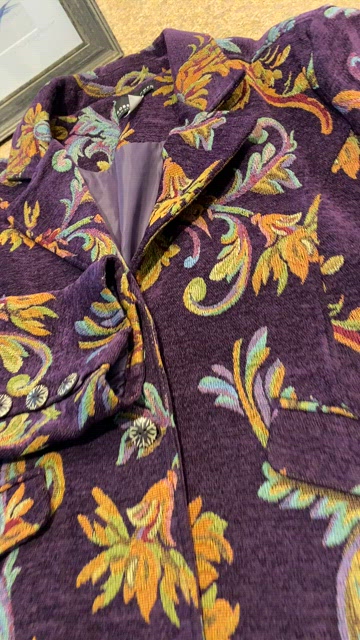 LOUIS VUITTON Tweed Jacket Blaze Collection Reading Lining Flower Purple