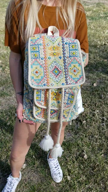 NWT! Ruggine Handmade Beaded Boho Colorful Patterned Backpack ruggine | Bags | New Handmade Ruggine Boho Floral Print  main image 3