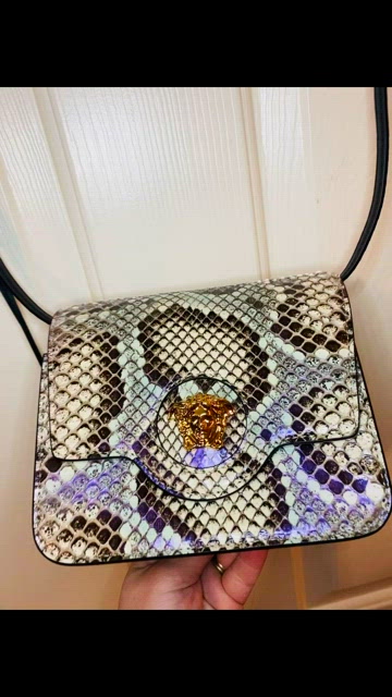Versace La Medusa Mini Rainbow Python Top-handle Bag in Blue