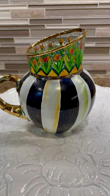 Vintage MacKenzie Child’s Hand Painted Aalsmeer Pitcher Tulip 2024 Pattern.