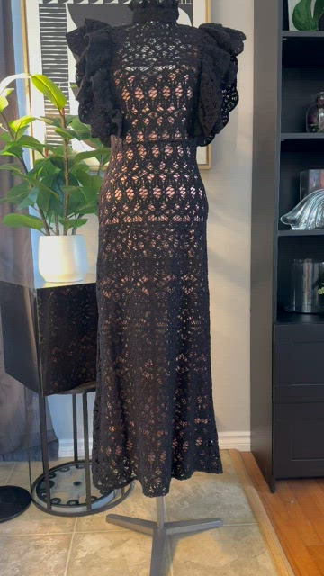 Zara Limited Edition Textured Ruffle Crochet Dress