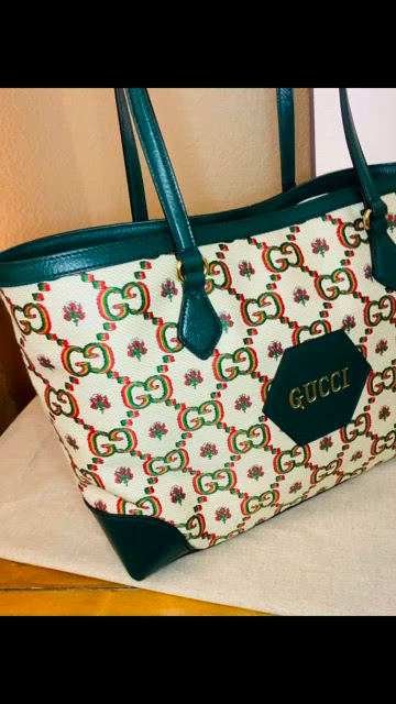 Limited Edition GUCCI 100 OPHIDIA JUMBO GG CANVAS TOTE SHOULDER BAG BLUE  676681