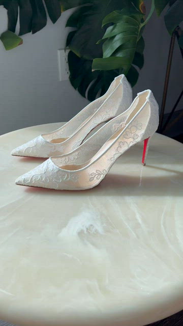 Christian Louboutin LACE 554 85 Rete Heels Pumps Shoes Bridal Wedding $895