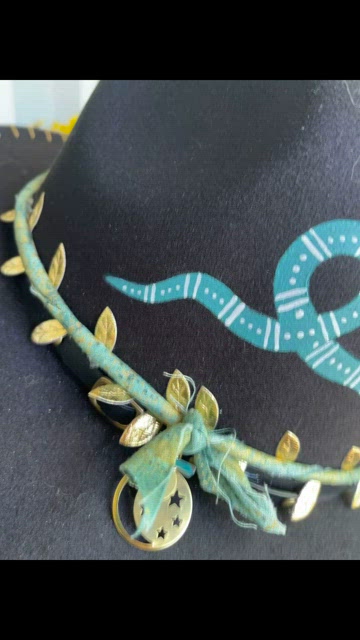 Accessories | Hand Painted Felt Fedora Snake Moon Goddess  display picture 1