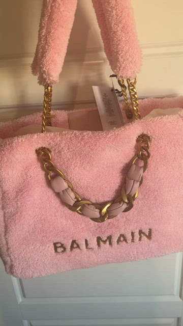 Balmain, Bags, Nwt Balmain 945 Cabas Sponge Shoulder Bag Luxury Tote Pink  Authentic
