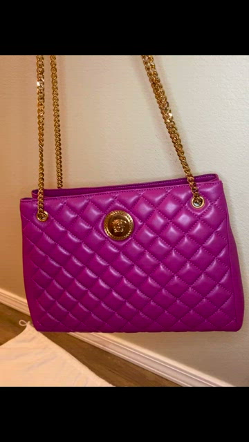 Versace La Medusa Quilted Orchid Pink Lambskin Leather Crossbody Bag –  Queen Bee of Beverly Hills