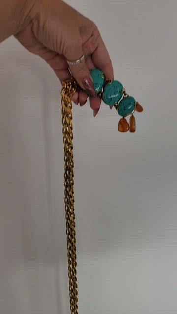 TORQOIUSE AND RED AGATE 3 CHAIN GOLD BELT The Giddings Turquoise Belt – Western Vogue Boutique main image 4