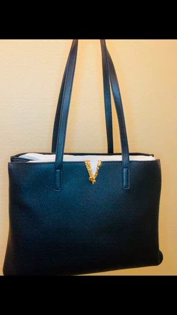 Virtus leather tote Versace Black in Leather - 31672715