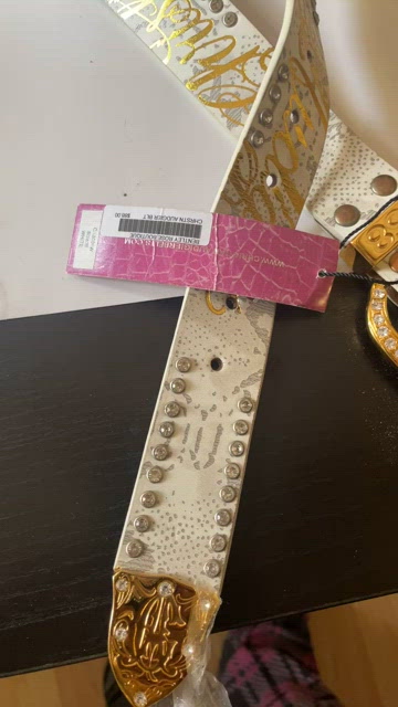 Christian Audigier belt white with gold silver rhinestones Christian Audigier Ed Hardy Belt Chain Bedazzled... | Depop main image 4
