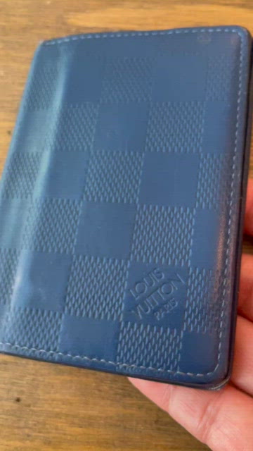 Louis Vuitton Blue Damier Infini Leather Slender Wallet - Yoogi's