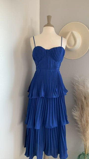 cascading crush cobalt blue tiered bustier midi dress Lulus Cascading Crush Cobalt Blue Tiered Bustier Midi Dress