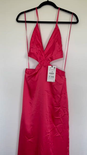 zara satin camisole dress red Zara Red Satin Slip Dress