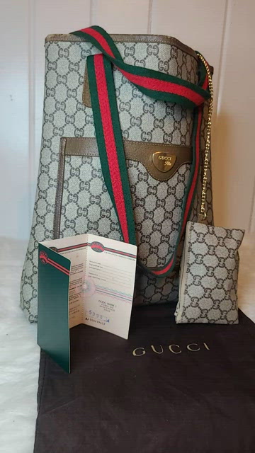 Gucci, Bags, Gucci Historic Gg Plus Tote With Original Chaincoin Purse  Authent Papers