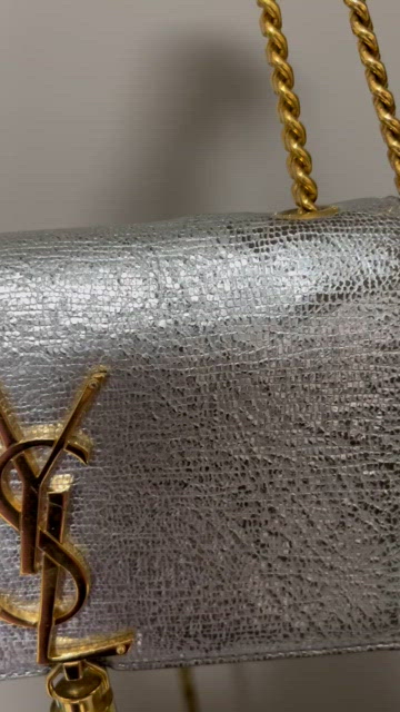Saint Laurent Silver Textured Leather Small Kate Tassel Crossbody Bag at  1stDibs