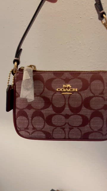 Coach Nolita 15 In Signature Chambray Wine Multi CI027 Wristlet Small Purse  NWT