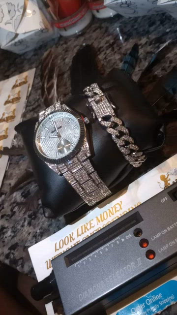 Bracelet & Watch Real Lab Diamonds & 4x\'s Gold Plated Waterproof, No Tarnish Sta Millionaire Two Bracelet Watches-- Real Lab Diamonds & 4x main image 3
