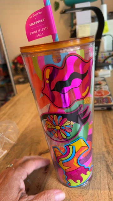 Starbucks Dining | Starbucks Pride 2023 Rainbow Tumbler Tim Singleton Cup | Color: Orange/Pink | Size: 24oz | Sarasellsak's Closet