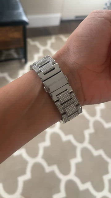 Michael Kors Silver Over-Sized Emery Pavé Watch NEW Michael Kors Emery Silver Pave Crystal Bracelet Watch  main image 3