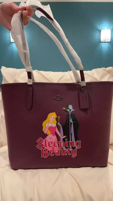 COACH X DISNEY Aurora and Maleficent City Tote with Signature Canvas Lining