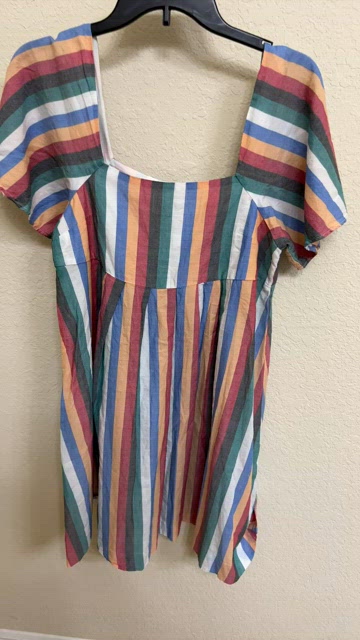 Madewell Square-Neck Mini Dress in Festival Stripe