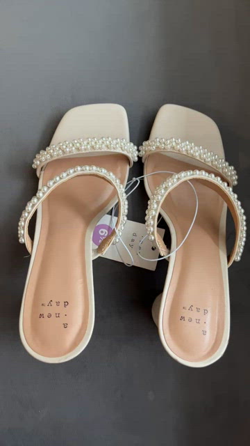 Women's Audra Mule Heels - A New Day™ Cream 5