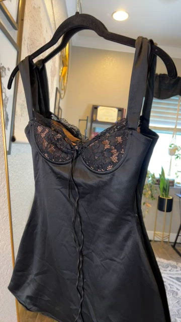 HOUSE OF CB 'Adriana' Black Satin And Lace Mini Dress NWOT