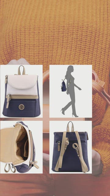 Giani Bernini Tri-Colorblock Zipper Closure Small Backpack White Oatmeal Navy Wo Giani Bernini | Bags | Giani Bernini Tricolorblock Zipper  main image 2