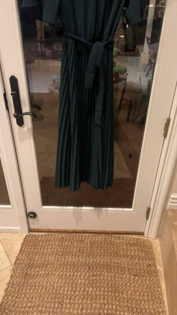 Milumia Women's Elegant Belted Pleated Flounce Sleeve Long Dress