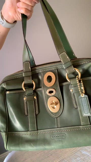 Coach | Bags | Coach Green Leather Satchel | Poshmark