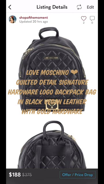 new Love Moschino ❤︎︎ Quilted Logo Hardware Backpack ❤︎︎ Black Gold Hardware ❤︎︎ SS17 Moschino Candy Crush Backpack (via @sobs) main image 3