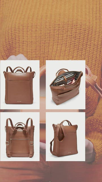 Cole Haan Canvas & Leather Bucket Bag Backpack Convertible Brown Tan preppy NWT Cole Haan Grand Ambition Large Convertible Backpack  main image 4