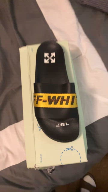 Off white industrial tape slides size 43 brand new box has damaged Off-White Off White Industrial Belt Slides (Brand New) | Grailed main image 2