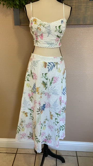 sweet at heart white floral embroidered two piece midi dress Petal and Pup Kara Two Piece Set