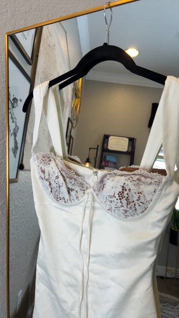 chinese dress ladies All over lace mini dress in Ivory
