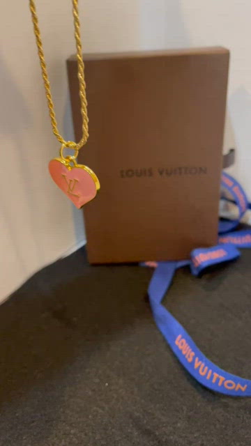 Louis Vuitton, Jewelry, New Authentic Lv Pink Heart Upcycled Necklace