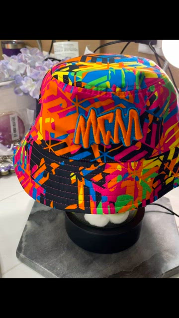New MCM Multicolor GRAFFITI Cotton Silk Fedora Bucket Hat ONE SIZE MCM | Accessories | New Mcm Multicolor Graffiti Cotton Silk  main image 3