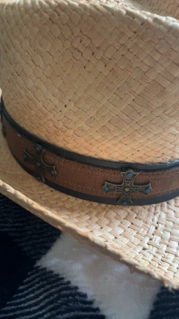 C.C | Accessories | Tea Stained Raffia Cowboy Hat With Cross  display picture 2
